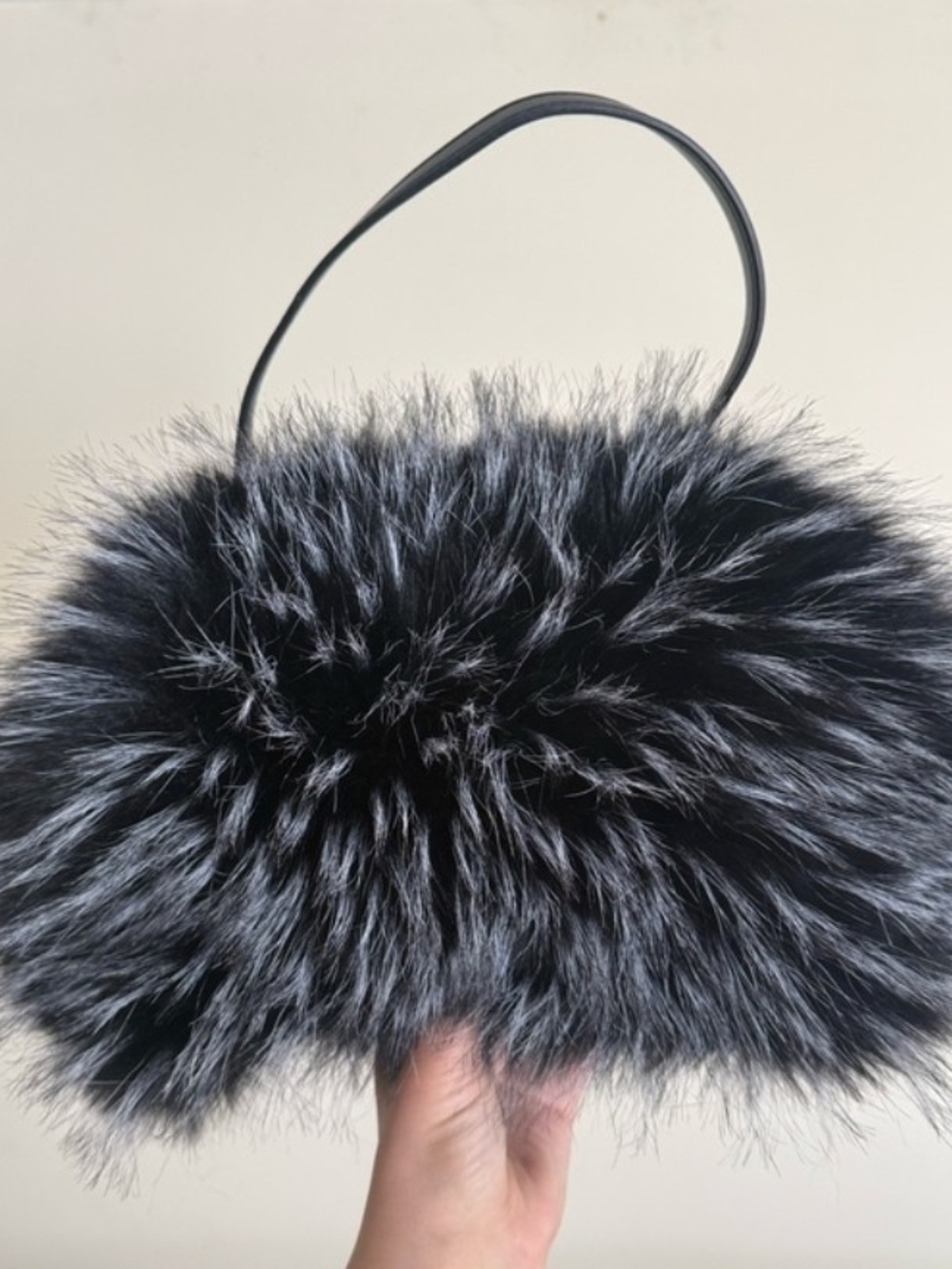 Rachel Zoe Black and Silver Faux Fur Mini Bag